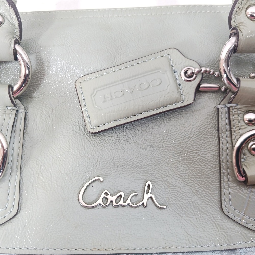 Coach Ashley Signature Satchel Light Blue Jacquard Patent Leather Bag F15440 - Picture 3 of 12